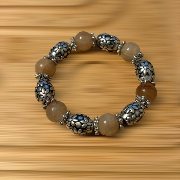 Jasper Gemstone Beaded Stretch Bracelet - Picture 2 of 4